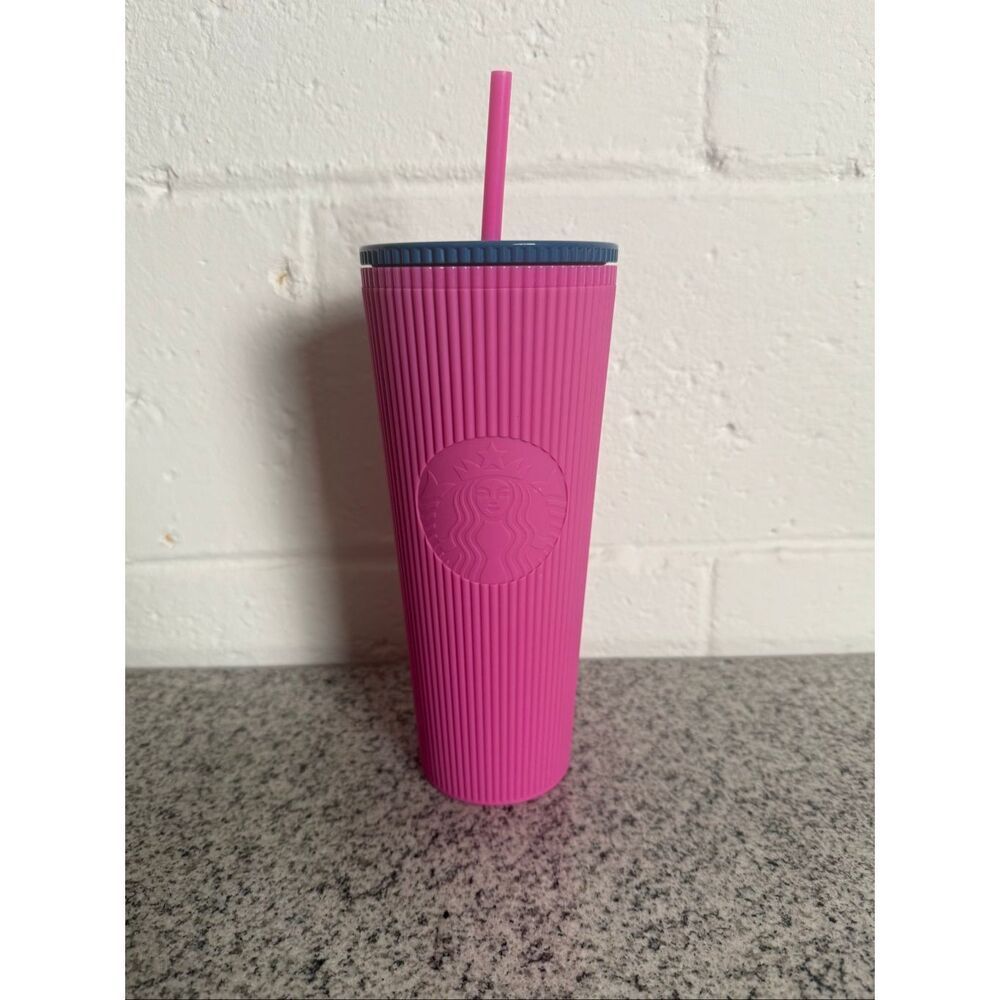Starbucks Pink Pleated 2025 Tumbler 24 oz Floral Lid Reusable Cold Cup Summer Br